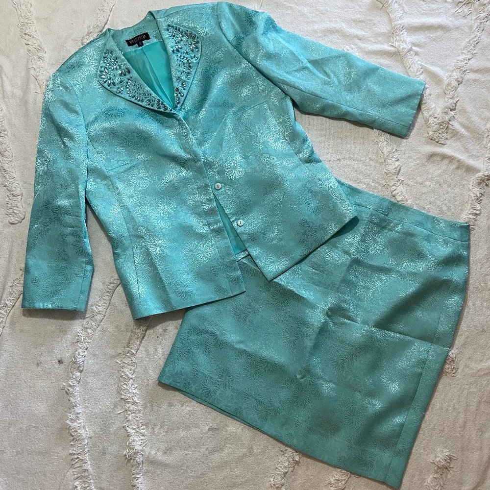 Rhinestone Aqua John Meyer Suit Sz18(fits 14/16)
